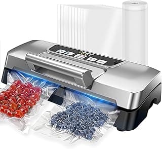 Next Gen Vacuum Sealer Machine, Potane Double Pump Food Vacuum Saver With Smart Visual Status System, Full Auto/Manual Functions, Built-in Safety Cutter&Guided Seal Bar, Start Kit Bags to Seal a Meal