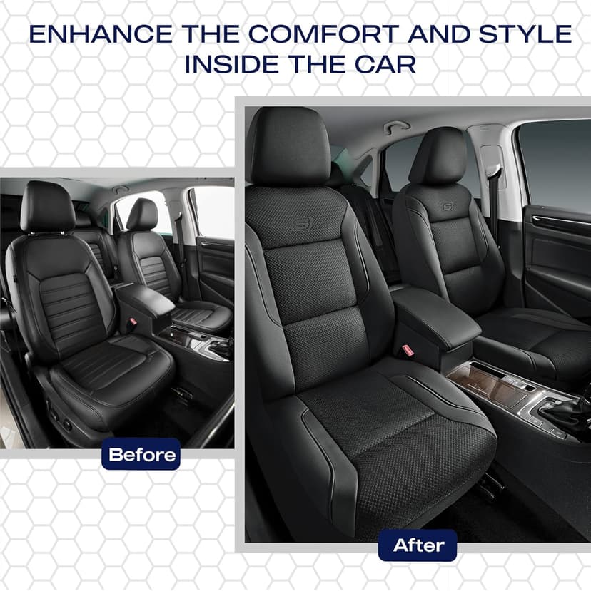 Skechers Memory Foam Leather Car Seat Covers, Air Cool Mesh Thick Seat Covers, Two Front car seat Protector, Airbag Compatible, Automotive Comfort Protection for Most Cars, Vans, Trucks, SUV (Black)