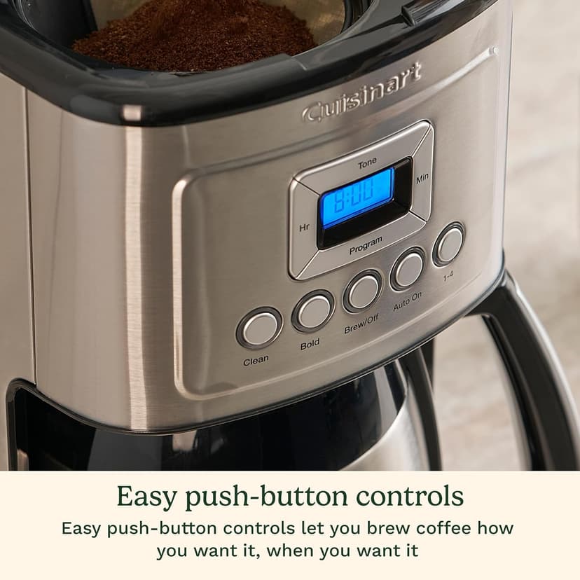 Cuisinart 12-Cup Coffee Maker with Thermal Coffee Carafe, Stainless Steel, Programmable Large Capacity Drip Coffee Machine for Home or Office, DCC-3400NAS, Silver