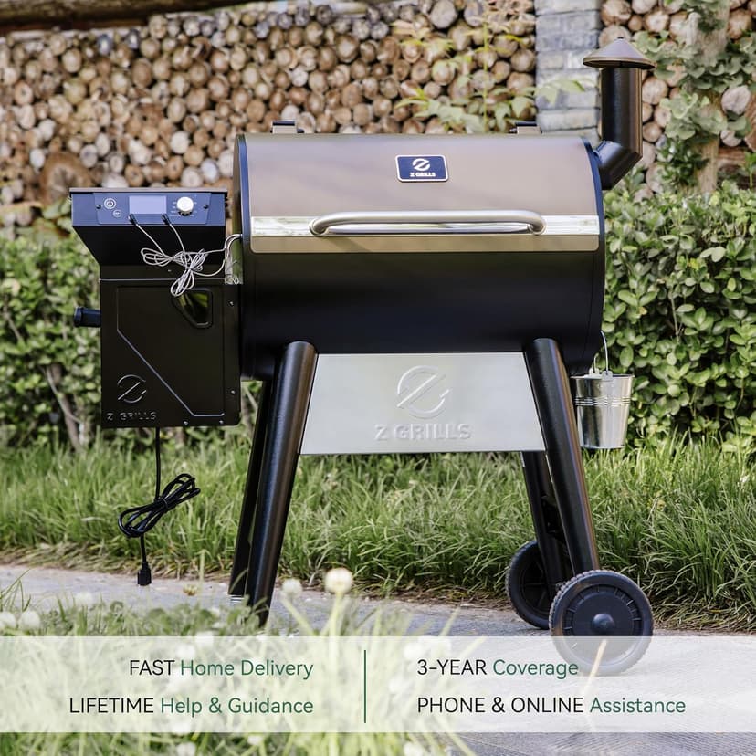 Z GRILLS Wood Pellet Grill Smoker with PID 2.1 Controller, 704 Cooking Area, Meat Probes, Rain Cover for Outdoor BBQ, 7002C