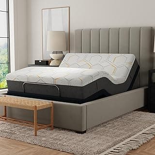 Blissful Nights Adjustable Bed Frame with 12 Inch Queen Copper Infused Cool Memory Foam Mattress Medium Firm Feel CertiPUR-US Certified Adjustable Bed Frame Set Includes The Mattress