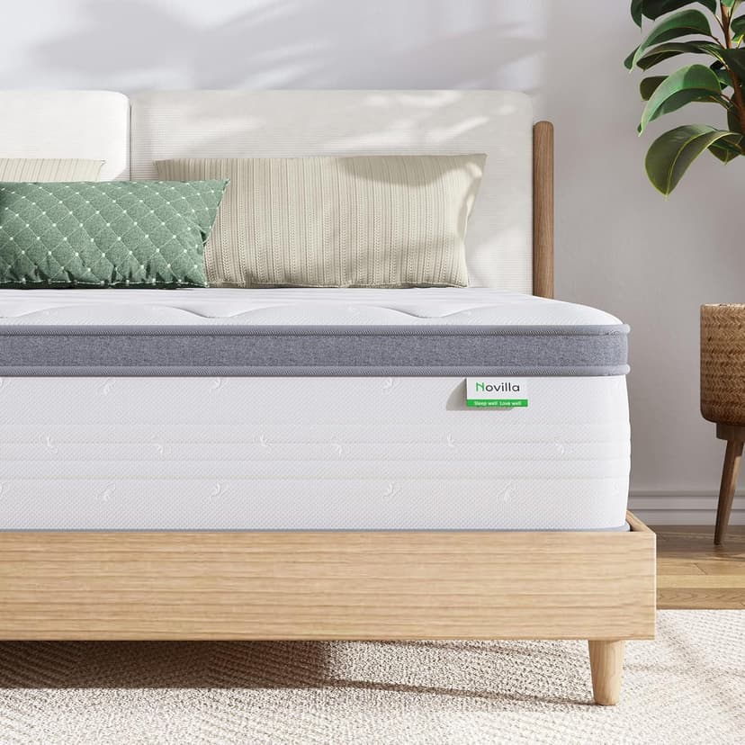 Novilla Twin Mattress, 10 Inch Twin Hybrid Mattress for Kids, Pocket Innerspring Pillow Top Mattresses for Motion Isolation, Pressure Relief & Edge Support,Soft Feel but Supportive