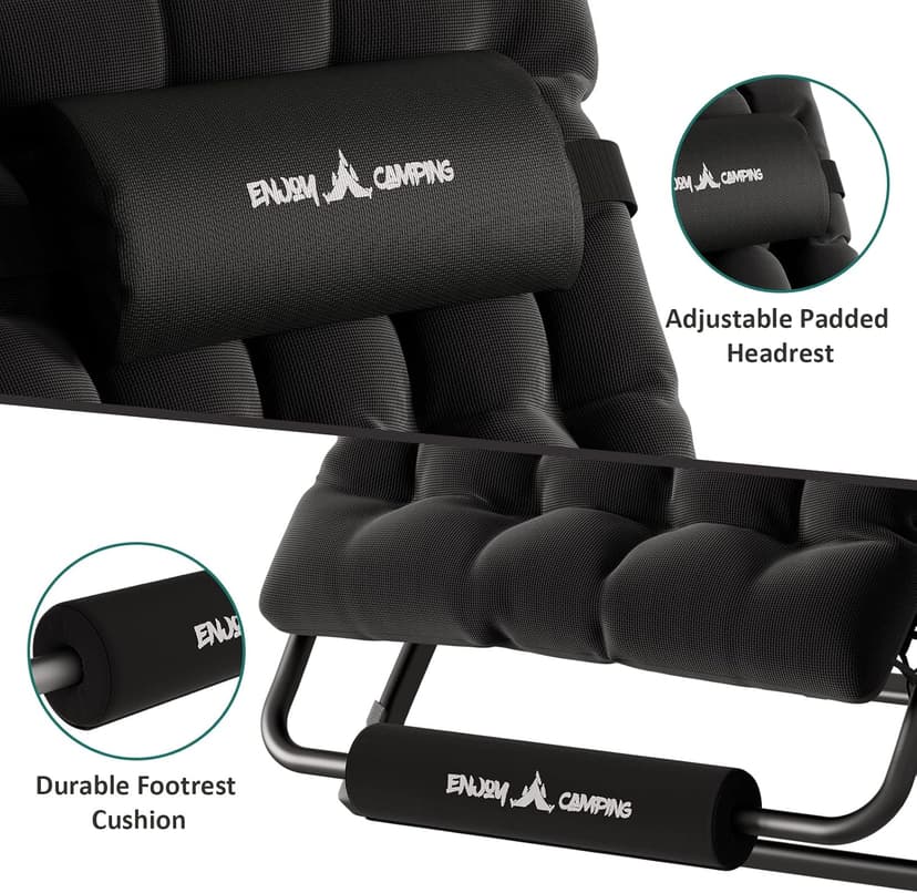 UDPATIO Oversized Zero Gravity Chair 33In XXL Patio Reclining Chair with Cushion, Outdoor Folding Recliner with Pillows|Cup Holder|Foot Rest|Padded Headrest, Black, Support 500LB
