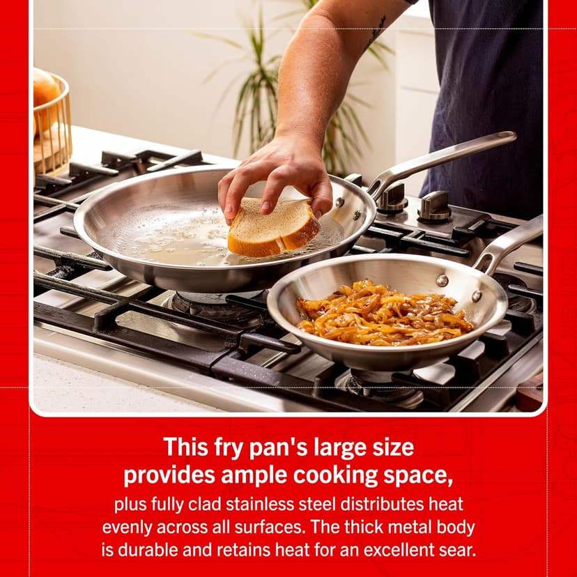 Heritage Steel Eater Series 12 Inch Frying Pan | Made in USA | 5-Ply Fully Clad Stainless Steel | Stay Cool Handle Design | Induction Ready & Non-Toxic