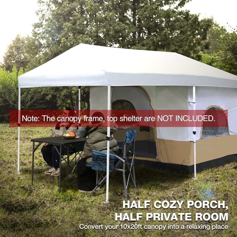REDCAMP Canopy Camping Tent for Pop Up Canopy Tent, Inner Tent Converts Straight Leg 10'x10' or 10'x20' Canopy into Camping Tent, Fits 4-6 Person(Frame/Shelter NOT Included)