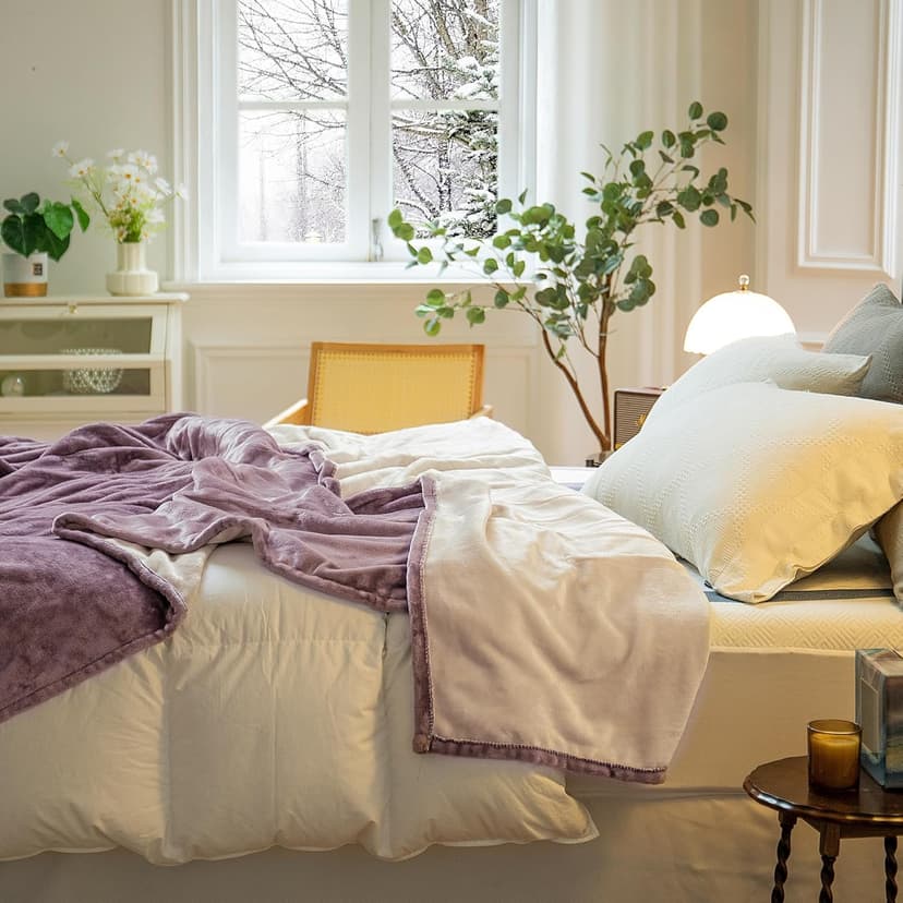 JET'S HOME Heated Blanket Queen 84"x90" - ETL&FCC Certified Flannel Electric Blanket Machine Washable Heating Blanket with 4 Heating Levels 10 Hours Auto-Off Overheating Protection (Purple)