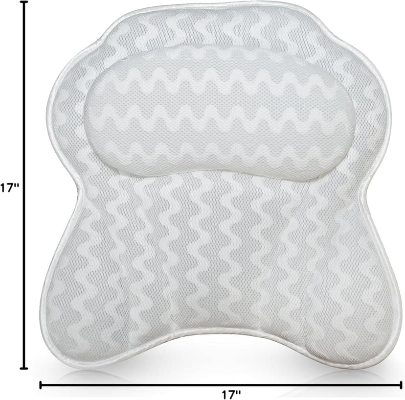 Bath Pillow for Tub, Luxury Bathtub Pillow Head and Neck Support, Relaxing Spa Cushion Head Rest for Tub, Bathtub Accessories for Women and Men with Quick Drying 3D Air Mesh Portable Washable