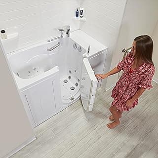 Ella Capri 30"x52" Acrylic Air + Hydro Massage and Heated Seat Walk-In Bathtub with Right Outward Swing Door, 2 Piece Fast Fill Faucet, 2" Dual Drain