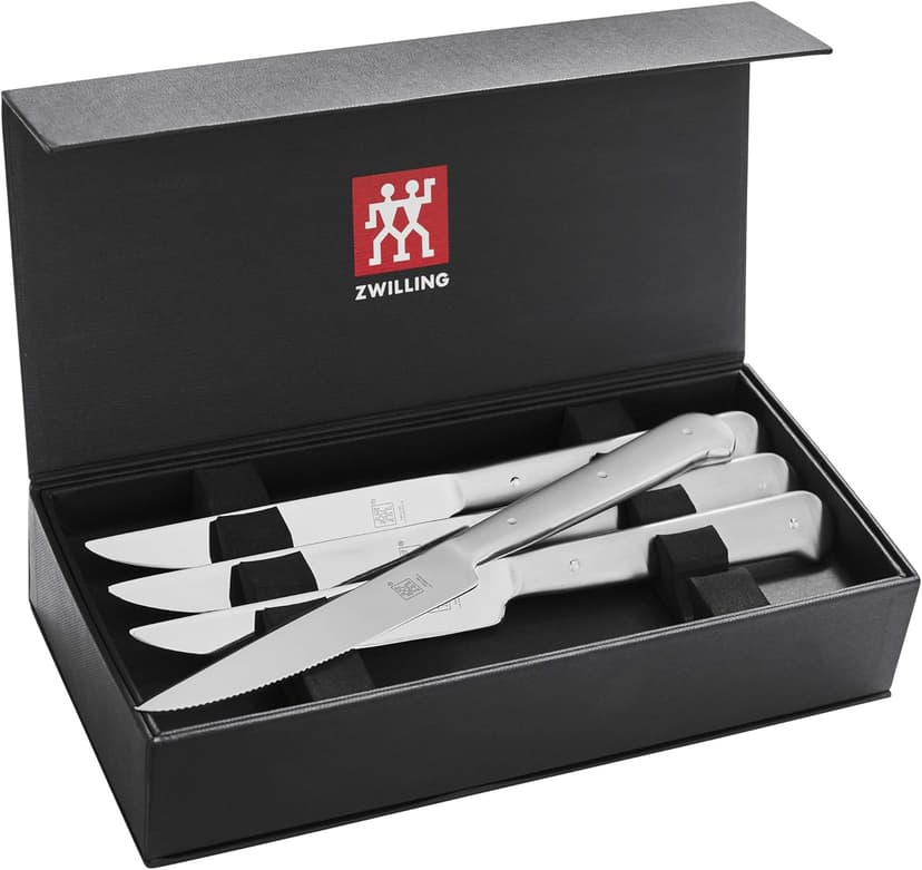 ZWILLING Porterhouse Razor-Sharp Steak Knife Set of 8 with Black Presentation Case, Gift Set, Silver