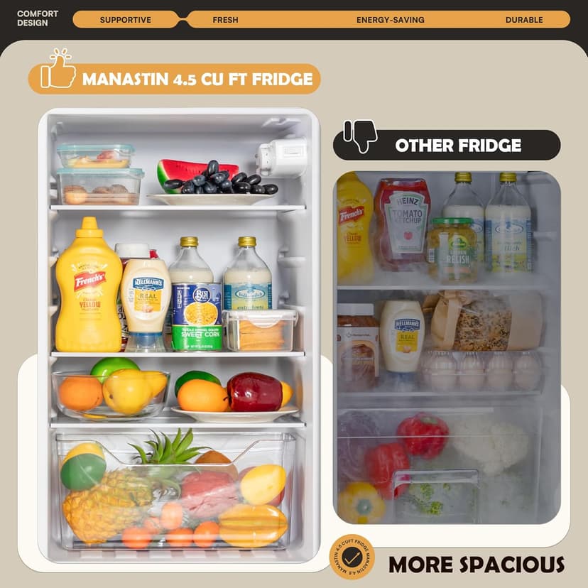 4.5 Cu.Ft Mini Fridge with Freezer, Small Refrigerator with 2 Doors for Kitchen, Dorm, Office and Bedroom, Mini Fridge with Adjustable Shelves (Black)