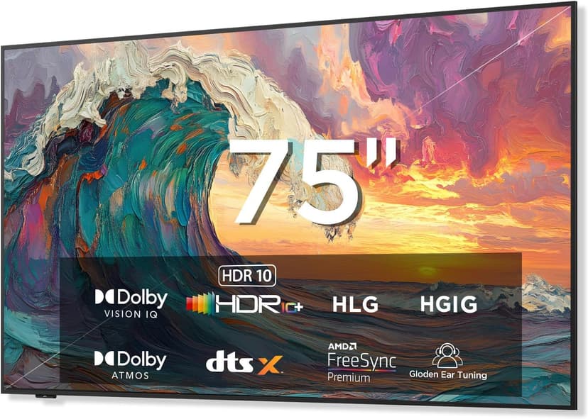 75-Inch Class QLED 4K Smart TV, Ultra-Slim Design Picture TV, 144Hz, HDR, Art Mode w/AI Art, Wide Color Gamut, Dolby Vision IQ, Dolby Atmos, Google Assistant Voice Remote(75F75, 2025 Model)