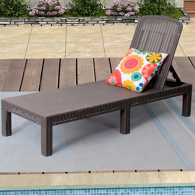 Outdoor Chaise Lounge Chair for Pool, Patio Bench Waterproof Sunbed,Mocha