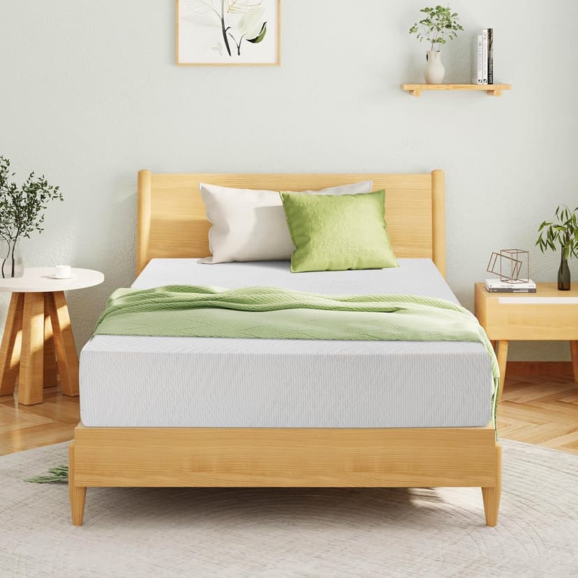 6 Inch Twin Mattress for Kids, Memory Foam Mattress with Cooling Green Tea Gel, Relieve Pressure with Medium Firm Support, CertiPUR-US Certified, 75''L x 38''W, White