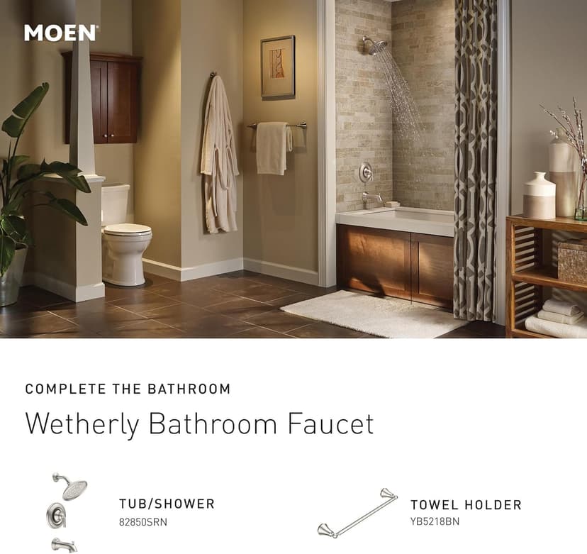 Moen Wetherly Spot Resist Brushed Nickel Two-Handle Widespread Bathroom Faucet with Valve Included, Bathroom Faucets for Sink 3-hole Deck Mounted Setup, WS84855SRN