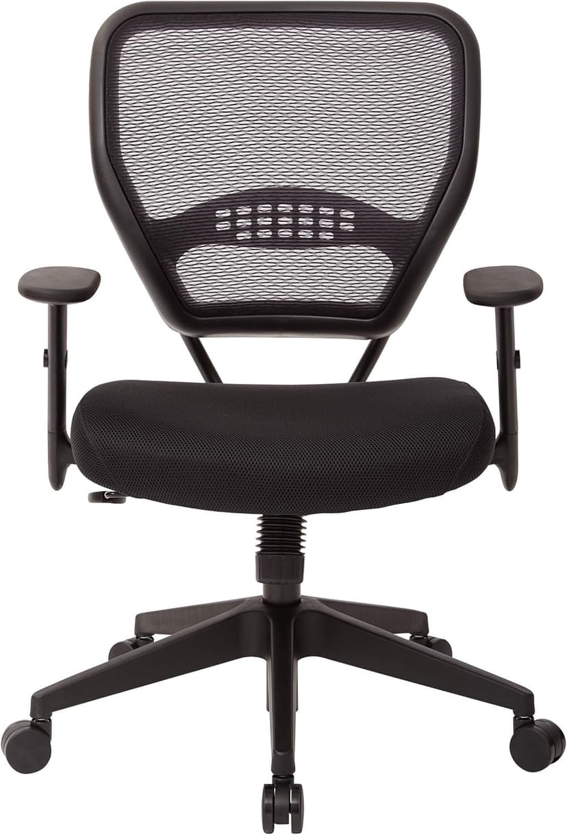Space Seating 55 Series Professional Dark Air Grid Back Adjustable Office Desk Chair with Built-in Lumbar Support, Black Mesh