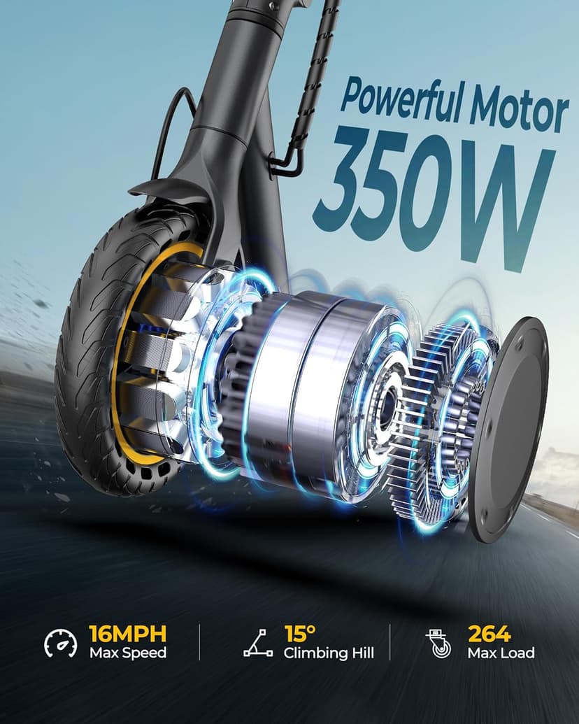 Electric Scooter, 350W/500W Motor, 8.5''/10''Tires, Top Speed 16/19/22 mph, Max 12/21/23Miles Ranges, Foldable E Scooter for Adults