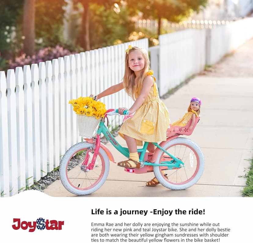 JOYSTAR Unicorn Kids Bike for Girls Ages 2-9 Years Old, 12 14 16 18 Inch Kids Bike with Training Wheels, Doll Seat, Streamers and Basket, Toddler Girls Bike, Multiple Colors