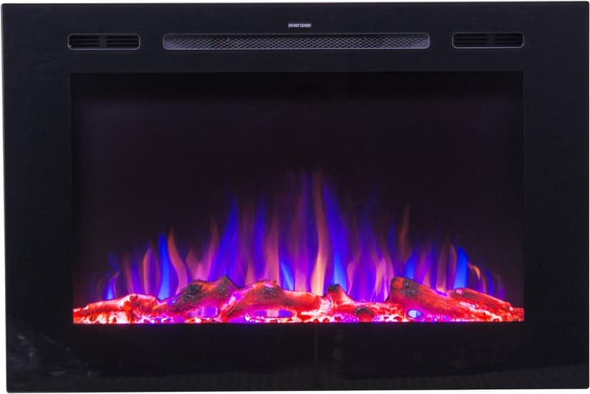 Touchstone Smart Electric Fireplace-The Forte 40" Recessed Mounted-30 Realistic Ember Color/Flame Options-1,500W Heater w/Thermostat-Black-Log & Crystal Hearth Options-Alexa/WiFi Enabled
