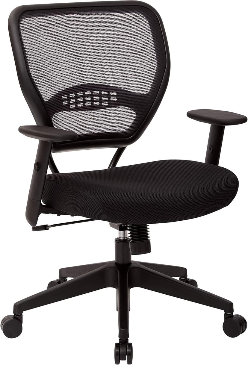 Space Seating 55 Series Professional Dark Air Grid Back Adjustable Office Desk Chair with Built-in Lumbar Support, Black Mesh