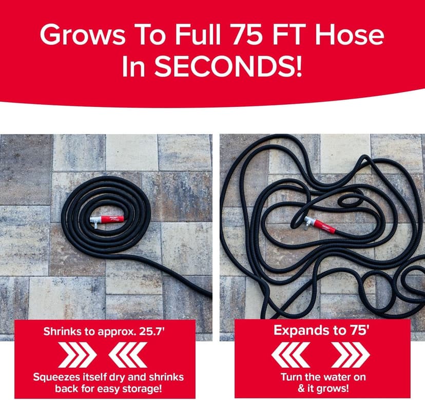 Pocket Hose Silver Bullet 2.0 Expandable Garden Hose 75-FT with Turbo Shot Nozzle, AS-SEEN-ON-TV, Lead-Free, Solid Aluminum Connectors, Easy On/Off Valve, Kink-Free, Leak-Proof