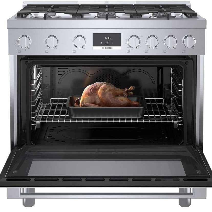 Bosch 800 Series 36 in. 3.5 cu. ft. Industrial Style Gas Range with 6-Burners in Stainless Steel HGS8655UC