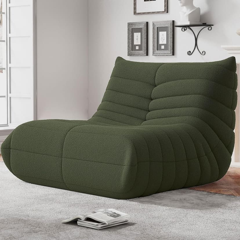 Bean Bag Chairs for Adults, BeanBag Reading Chair Memory Foam Couch, Floor Chair Soft Teddy Material, Comfy Reading Nook Chairs for Bedroom Living Room Office (Green)