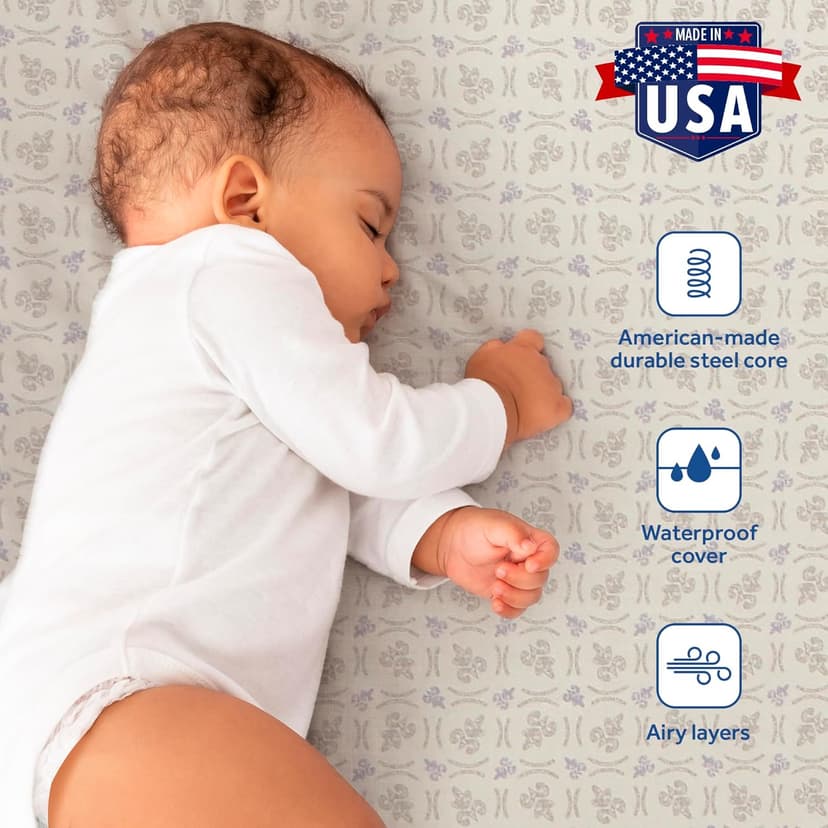 Sealy Baby Firm Rest Antibacterial Breathable Crib Mattress, Made in USA, GREENGUARD Gold Certified, 204 Steel Coils, 2 Stage, Toddler Bed Fit, Non Toxic, Safety & Quality Tested, 52x28"