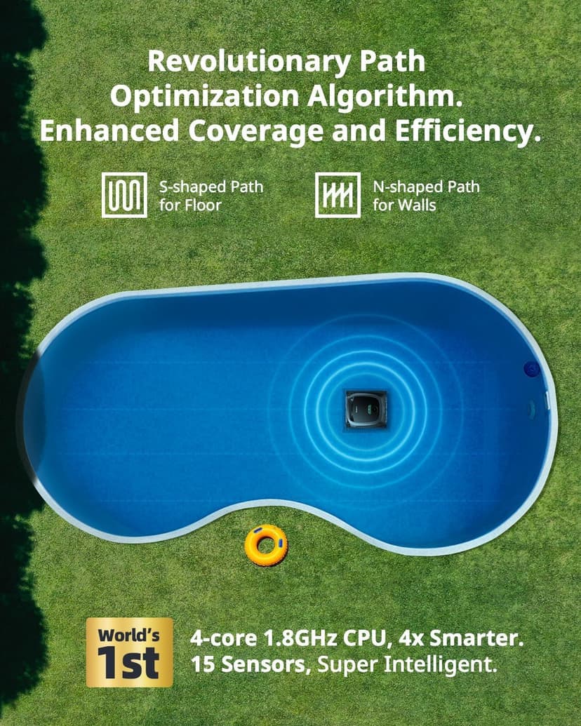 Beatbot AquaSense Cordless Robotic Pool Vacuum Cleaner - Intelligent Path Opimization, Cleans Floor, Walls, and Waterline - Suitable for Above & In-Ground Pools up to 2,260 sq.ft, Light Gray