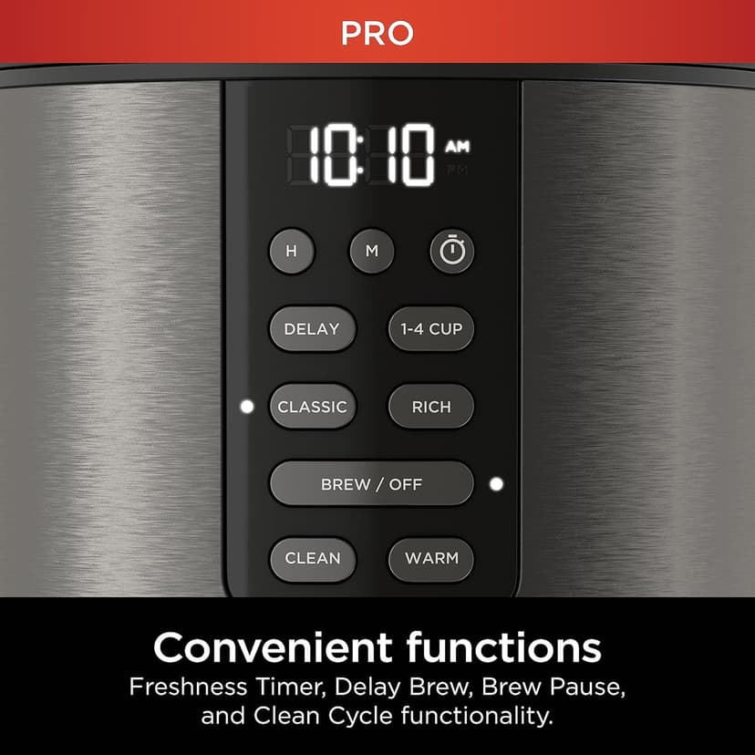 Ninja Programmable XL 14-Cup Coffee Maker PRO, 14-Cup Glass Carafe, Freshness Timer, with Permanent Filter, Black Stainless Steel, DCM201BK