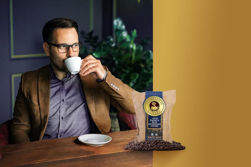 Stoneleigh Coffee – Premium 100 Grade A Jamaica Blue Mountain Coffee Roasted Beans– Genuine Jamaican Product - Traditional Jamaican Crocus (Burlap) Bag Packed Ideal for Gifting, 16oz