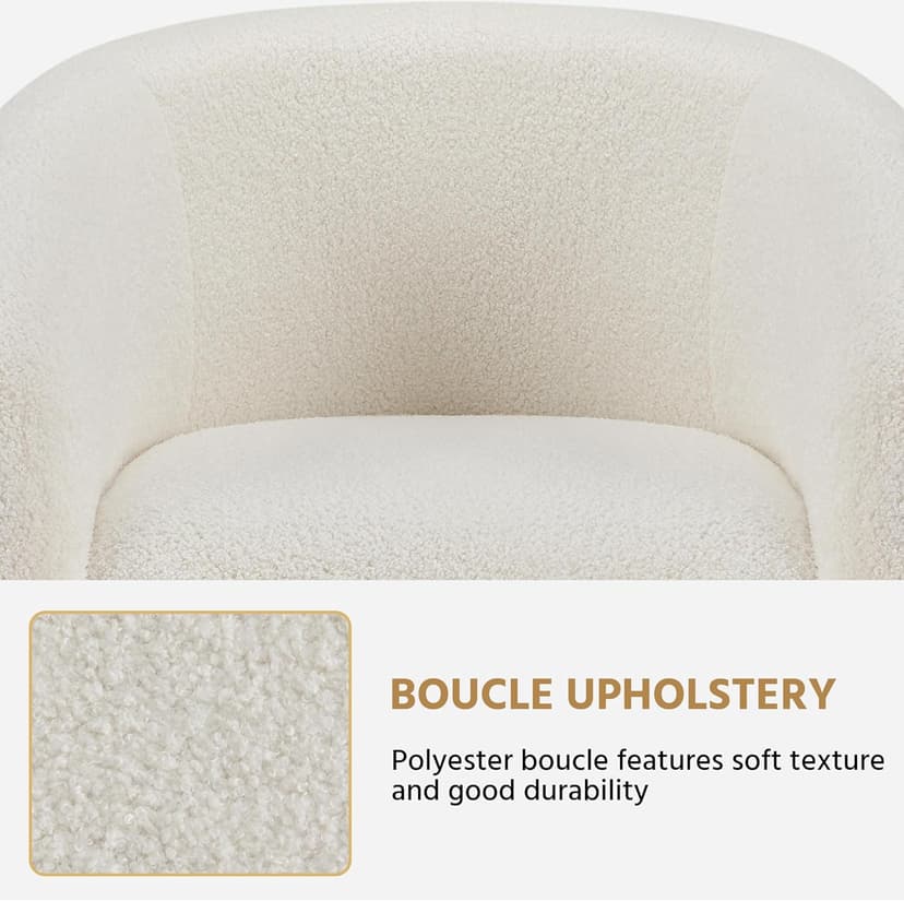 Yaheetech Barrel Chairs, Furry Accent Chairs with Soft Padded Armrest for Living Room Bedroom Waiting Room Office, Set of 2, Ivory