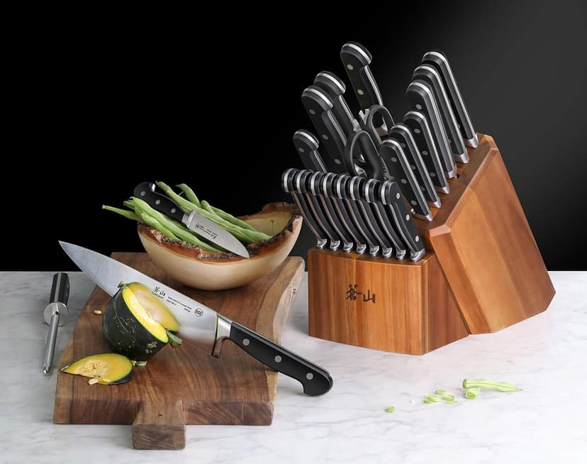 Cangshan V2 Series 1024128 German Steel Forged 23-Piece Knife Block Set, Acacia