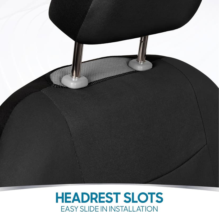 BDK PolyPro Car Seat Covers Full Set in Solid Black, Front and Rear Split Bench Seat Covers for Cars, Easy to Install Car Seats Cover Set and Accessories for Auto Trucks Van SUV - Solid Black