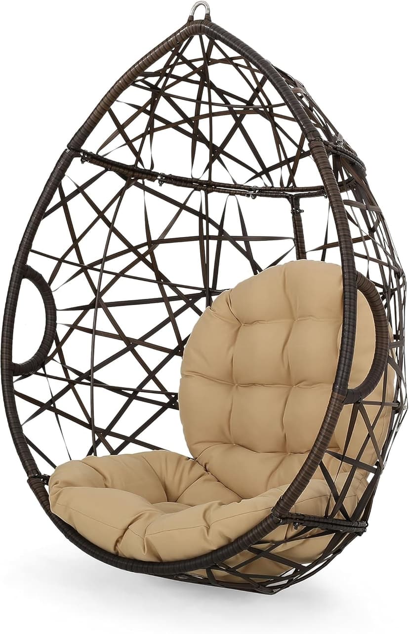 Christopher Knight Home CKH Wicker Tear Drop Hanging Chair, Brown