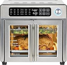 Emeril Lagasse Extra Large French Door Air Fryer Toaster Oven Combo, 24 Cooking Functions and Digital Controls, 7 Accessories Included, Stainless Steel Finish, 26QT Capacity