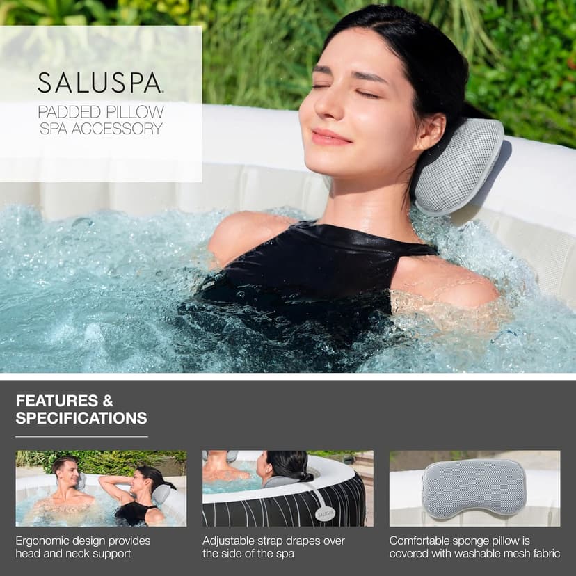 Bestway Coleman Miami AirJet Inflatable Hot Tub with EnergySense Cover, 2-Pack of SaluSpa Spa Seat and 2 Sets of SaluSpa Padded Headrest Pillows