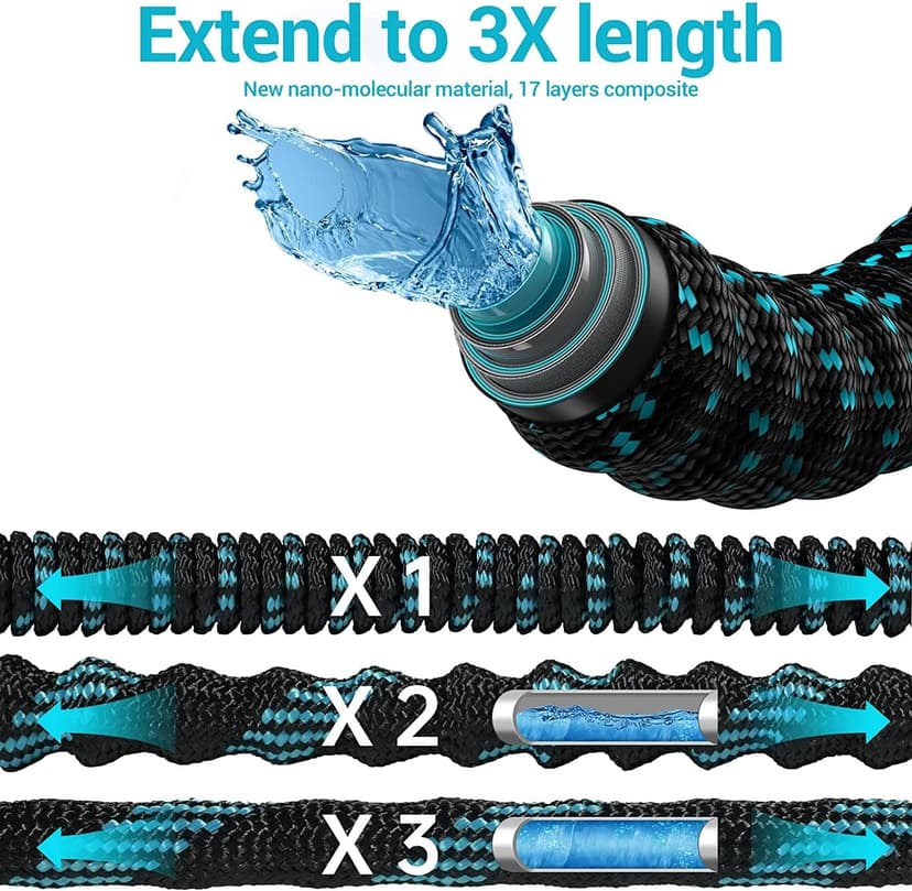 200 ft Garden Hose Expandable Hoses - Upgrade 2025 Flexible Water Hose with 10 Functions Spray Nozzle，Car Wash Hoses with Solid Brass Connector, Leakproof Lightweight Expanding Pipe for Yard,Outdoor