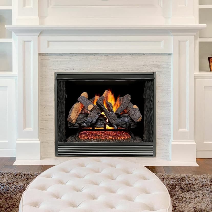 Duluth Forge FNVL24-1 Natural Gas Vented Fireplace Logs Set with Match Light, 55000 BTU, Heats up to 2000 Sq. Ft, Heartland Oak, 24 Inches
