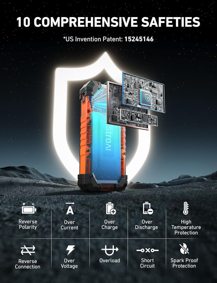 AstroAI S8 Ultra 4000A Jump Starter, 24000mAh Car Starter(All Gas, Up to 12L Diesel Engine), 12V Auto Battery Booster Pack, Jump Box with USB Quick Charge and DC/Type C Port, LED Light, Jumper Cable