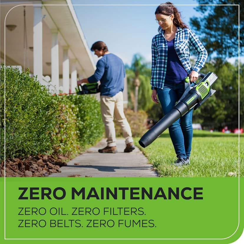 Greenworks 60V (610 CFM / 130 MPH) Cordless Leaf Blower, High Power, Lightweight & Quiet Operation for Wet Leaves, Driveways and Dense Gravel, Includes 2.5Ah Battery & 5A Rapid Charger