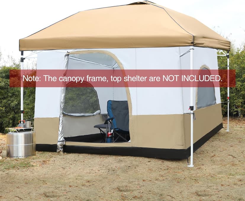 REDCAMP Canopy Camping Tent for Pop Up Canopy Tent, Inner Tent Converts Straight Leg 10'x10' or 10'x20' Canopy into Camping Tent, Fits 4-6 Person(Frame/Shelter NOT Included)