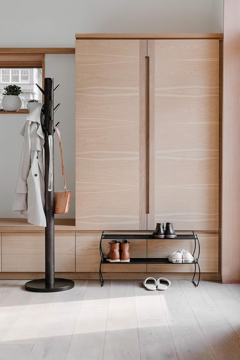 Umbra Flapper Coat Rack, Clothing Hanger, Umbrella Holder, and Hat Organizer, Great for Entryway, Black/Walnut (320361-048)