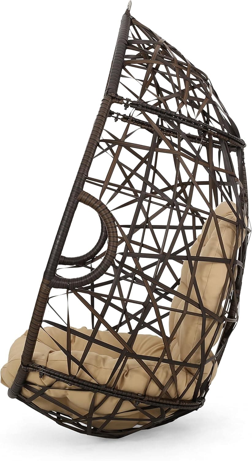 Christopher Knight Home CKH Wicker Tear Drop Hanging Chair, Brown