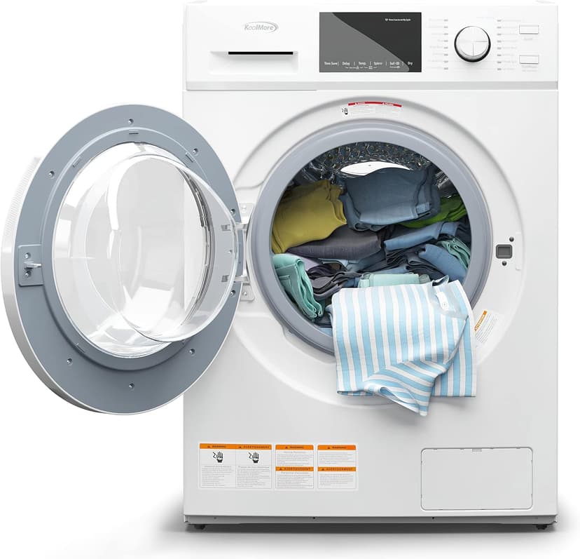 KoolMore 2-in-1 Front Load Washer and Dryer Combo, 2.7 Cu. Ft., for Apartment, Dorm, RV, 16 Wash and 4 Dry Cycles, Compact Space Saver [White] [120V] (FLC-3CWH)