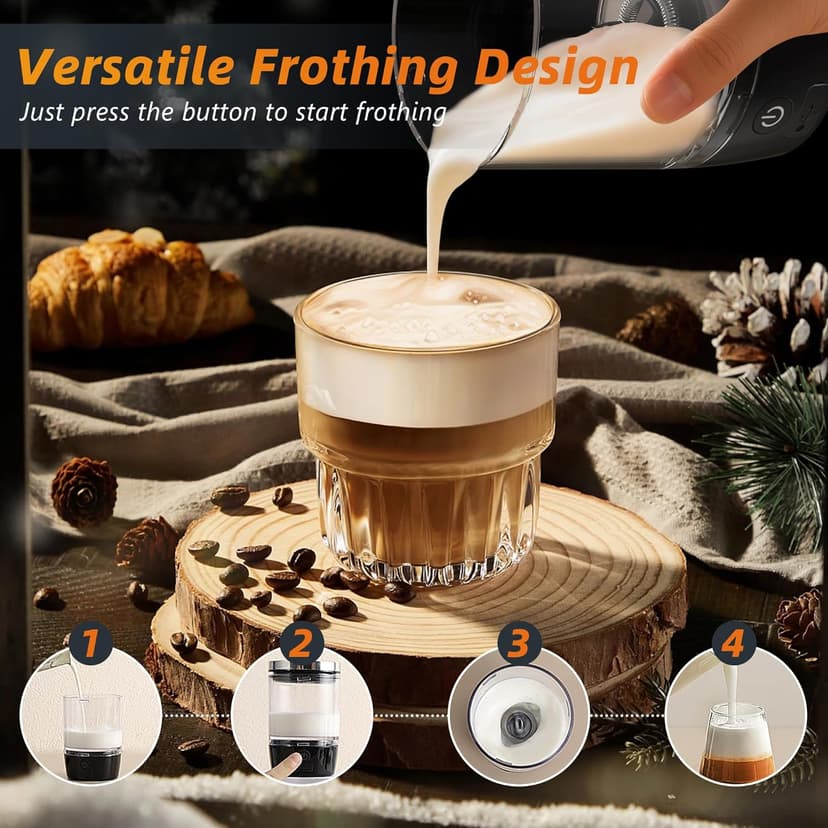 Hobsir Portable Electric Espresso Maker, 9000mAh Milk Frother Travel Coffee Machine for Camping, Car Coffee Maker with Frothing Base, USB-C, 3in1 Capsule, Portable Small Espresso Coffe Machine, Black
