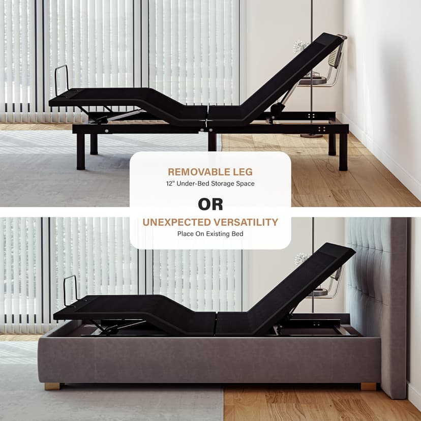 EGOHOME Split King Adjustable Bed Frame and 14 inch Copper Gel Memory Foam Mattress Set, Metal Foldable Bed Base with Remote, Head and Foot Incline, Zero Gravity Mode, Easy Assembly