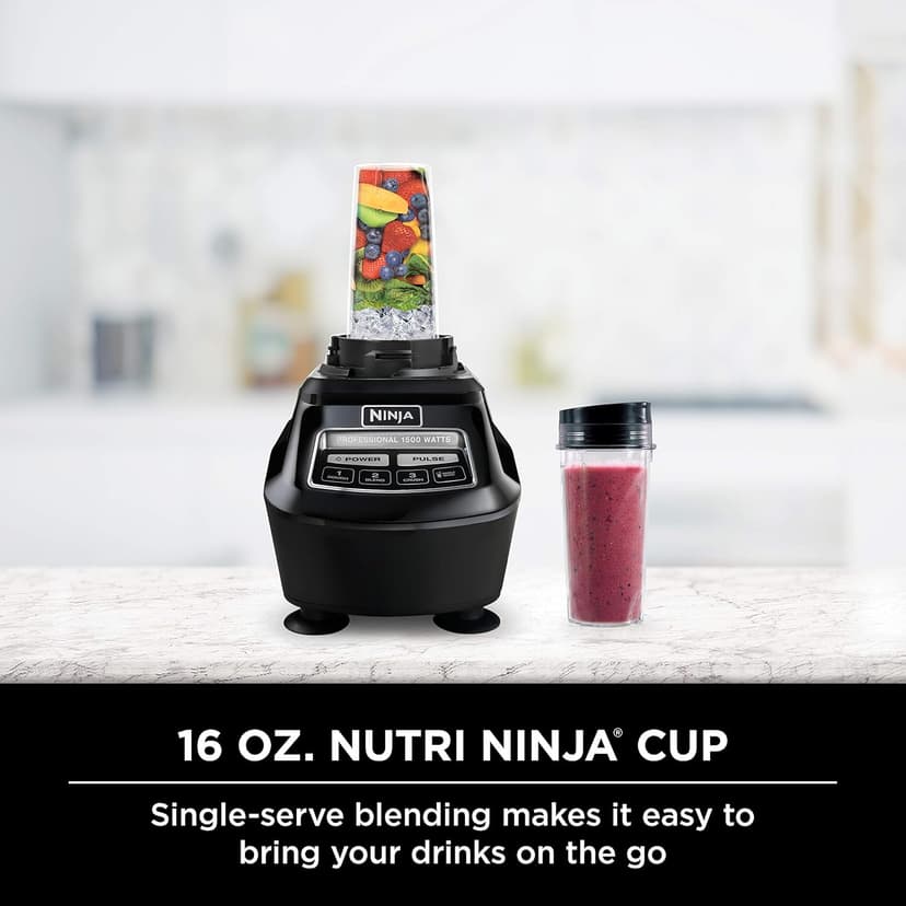 Ninja Blender, Mega Kitchen System, 1500W, 4 Functions for Smoothies, Processing, Dough, Drinks & More, with 72 Blender Pitcher, 64 Processor Bowl, 2 Nutri Cups + Lids, Black, BL770
