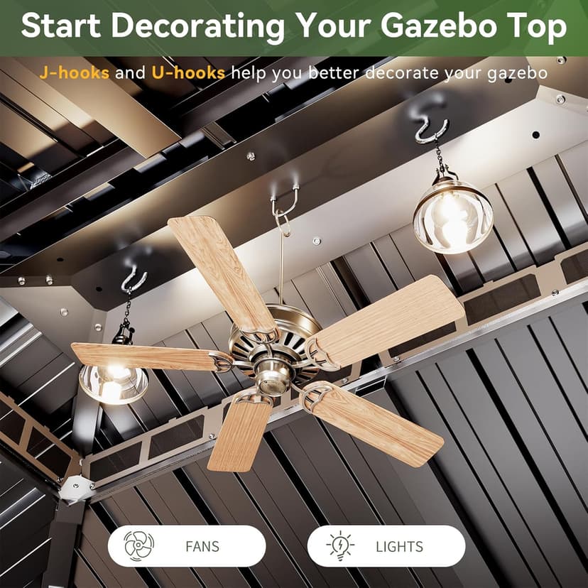 Aoxun Hardtop Gazebo 10x12, Aluminum Frame Canopy with Double Galvanized Steel Roof, Outdoor Gazebo with Breathable Netting and Privacy Curtain for Backyard