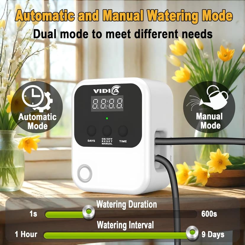 Automatic Plant Watering Indoor Devices for 15 Potted Plants, Indoor Plant Watering System, Automatic Plant Waterer Drip Irrigation System with Programmable Timer for Indoor/Outdoor Use