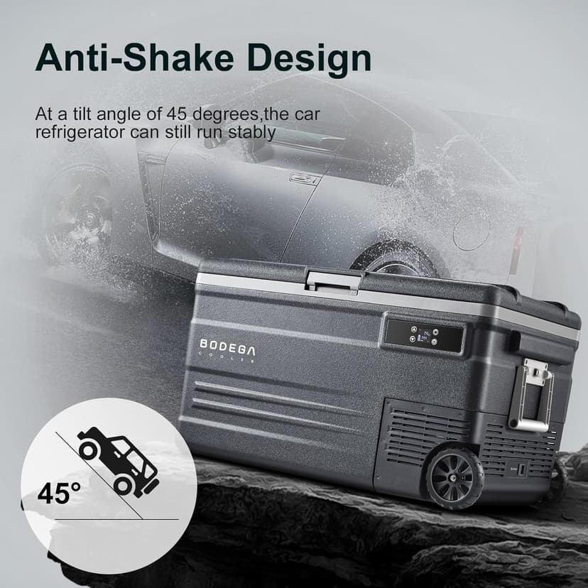 BODEGACOOLER 12 Volt Car Refrigerator,80 Quarts Portable Fridge,75L RV Freezer Single Zone,with APP Control,-4℉-68℉ Car Cooler,12/24V DC & 100-240V AC for Travel, Camping,Outdoor,Truck,SUV